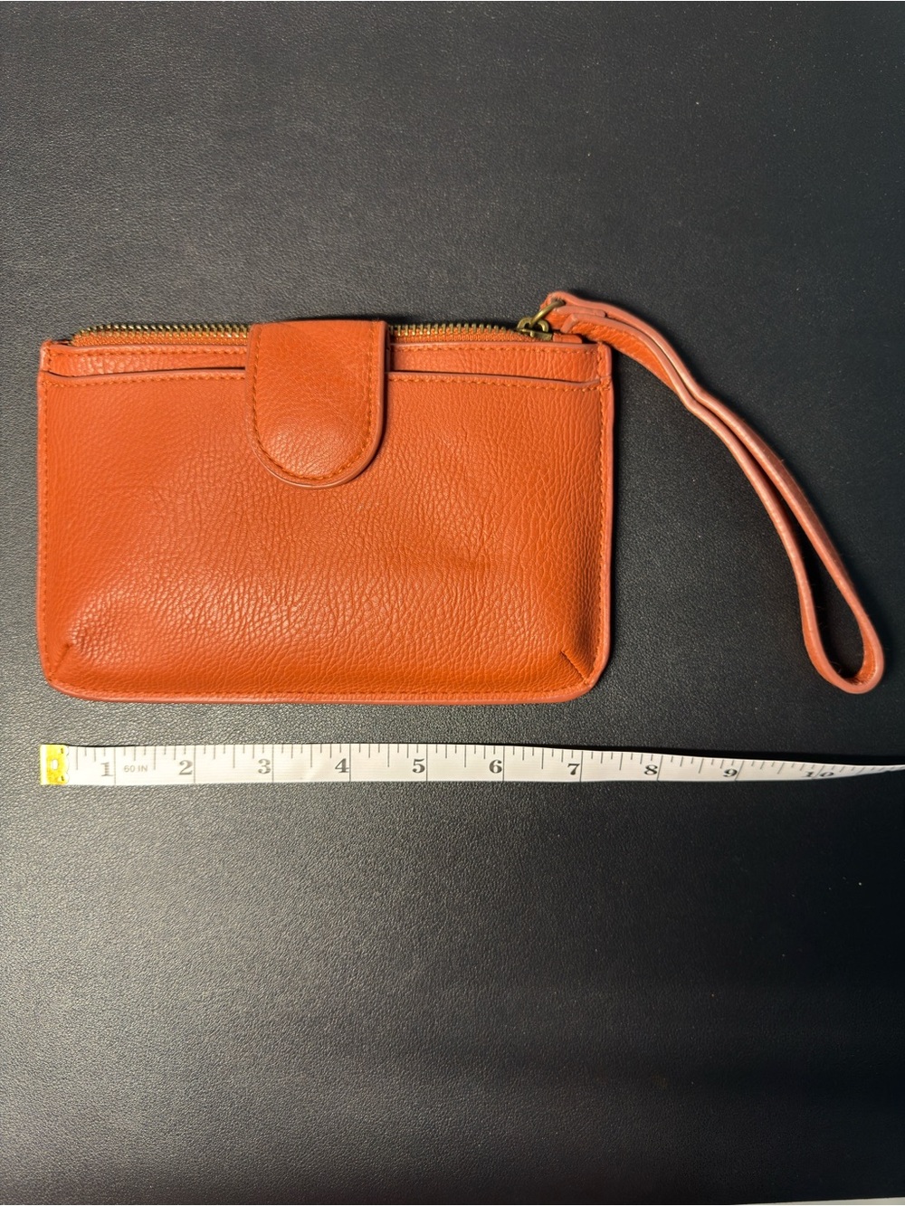 Universal Thread Orange Leather Wristlet Clutch with Strap